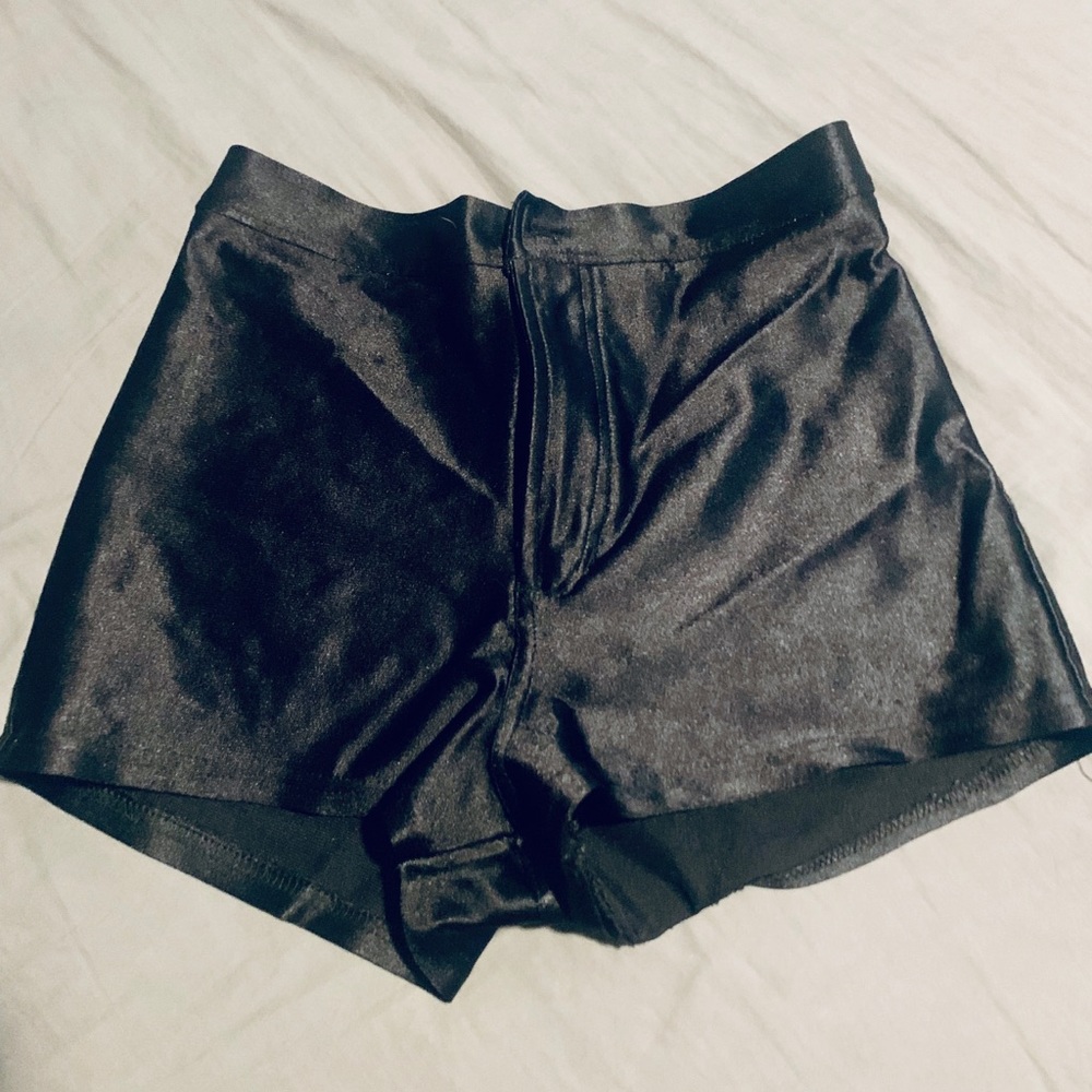 Black Shiny Nylon Shorts